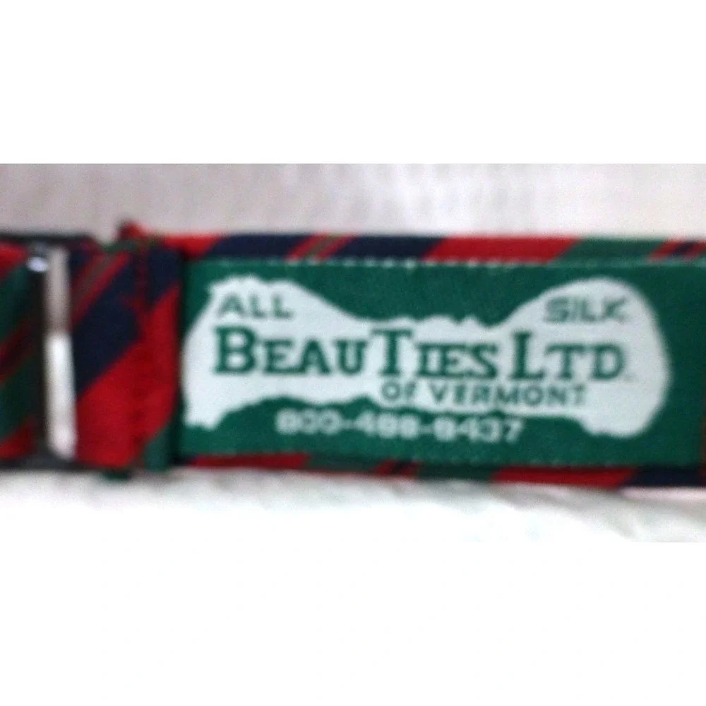 Beau Ties Ltd Of Vermont Red & Green Stripe Self-Tie Bow Tie Silk